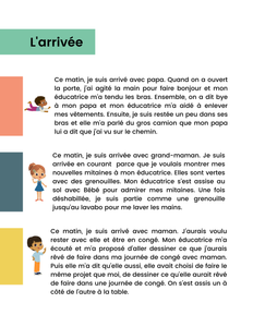 Une journée type en milieu éducatif en mlieu familial