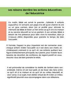Une journée type en milieu éducatif en mlieu familial
